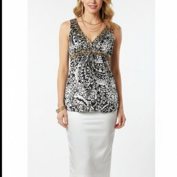 Express 100% silk Black & White Sleeveless Top M - Picture 9 of 9